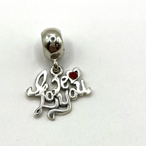 I love you charm 925 IBB THAI sterling silver  heart with a red crystal Charm - Picture 2 of 6